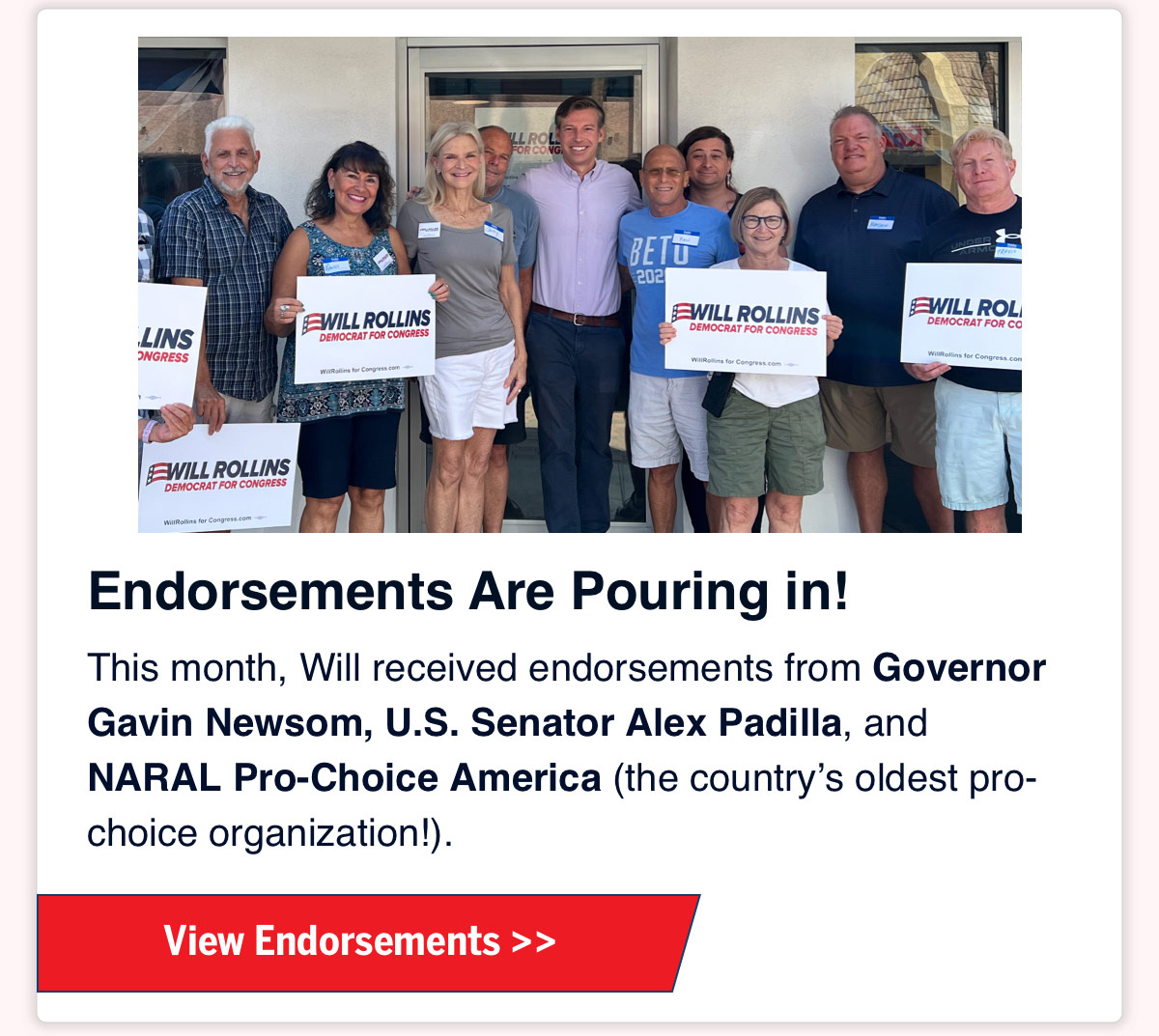 See Will's endorsements.
